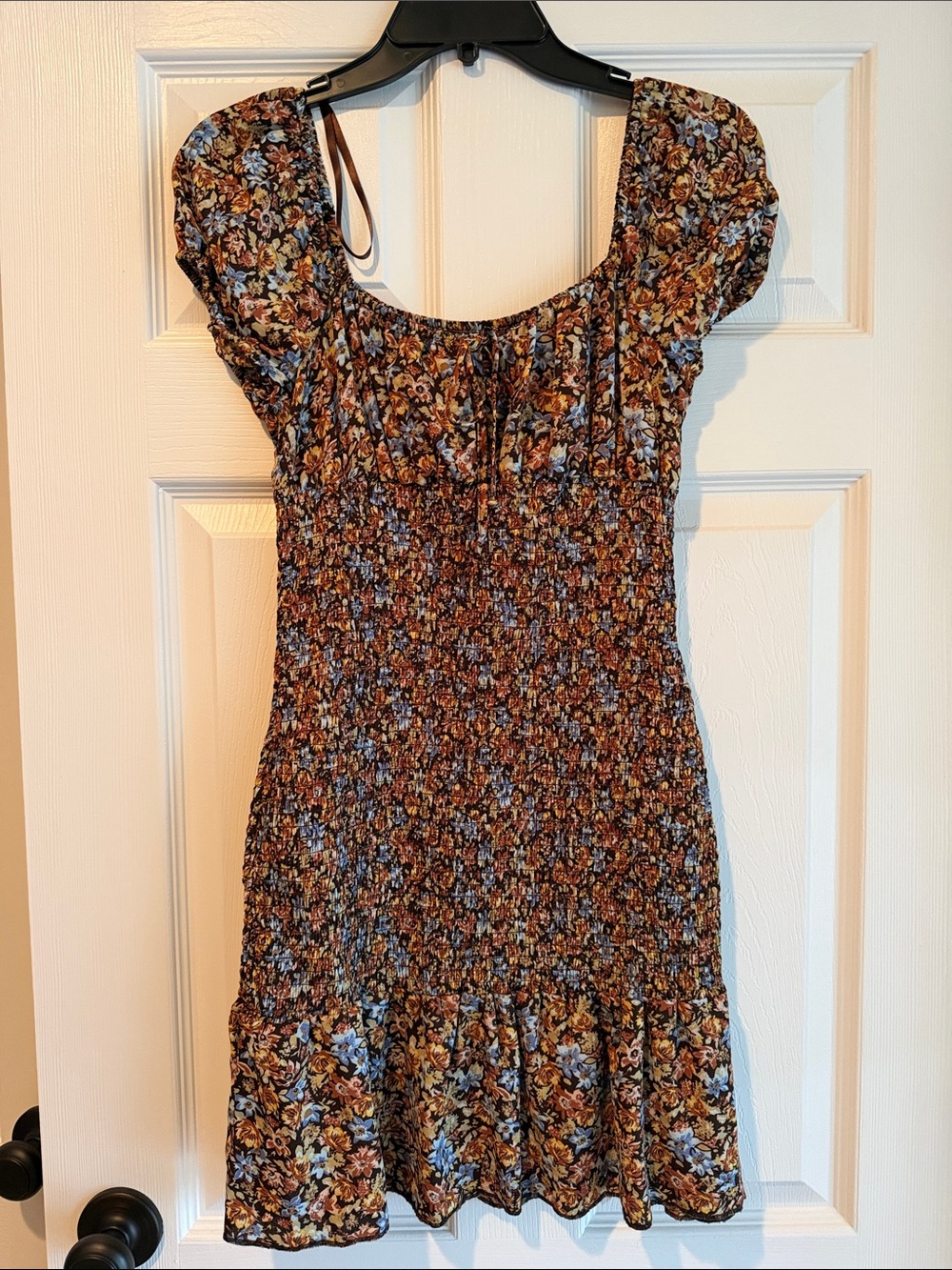 Wild Fable Smocked Mini Dress in Brown Floral